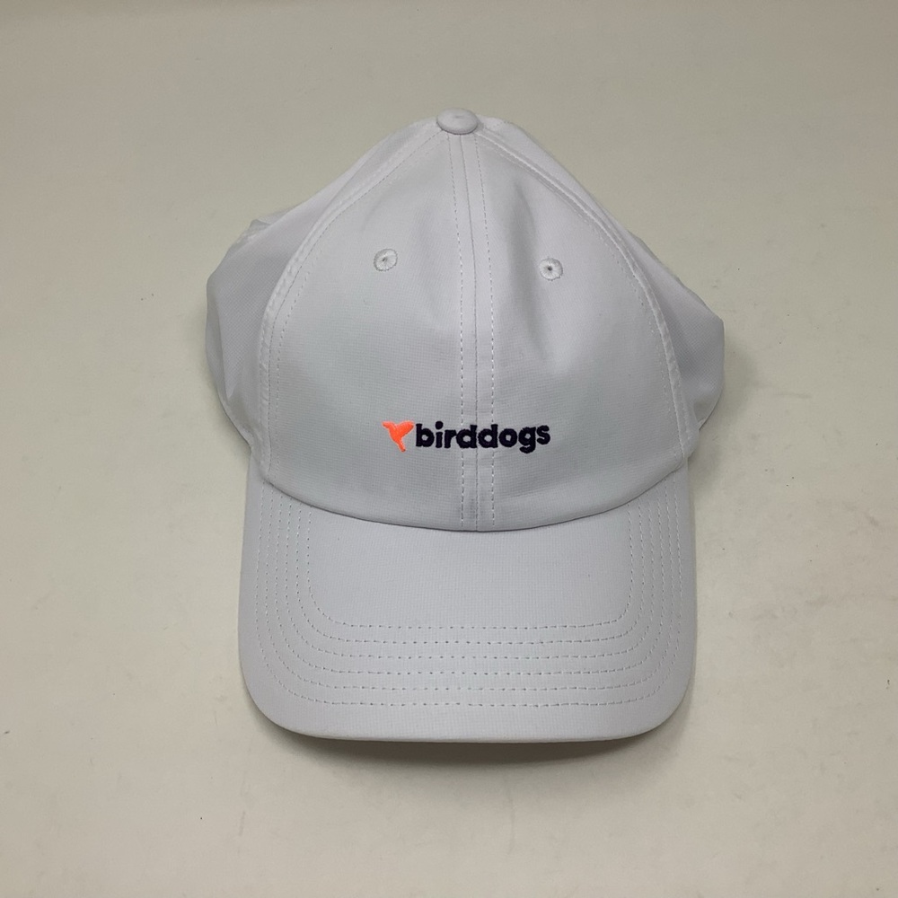 Birddogs Men’s Embroidered Spell Out Logo White Strap Back Baseball Cap